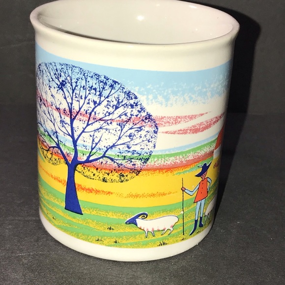 Vintage Stoneware Coffee/Tea Mug Village/Farm Scene Made In Japan - Picture 2 of 10